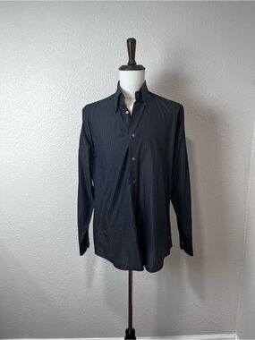 Canali Men’s Black On Black Button Down Dress Shirt Size 16.5/42